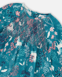 Long Sleeve Viscose Blouse Turquoise Printed Fairy Unicorn - G20G15_063