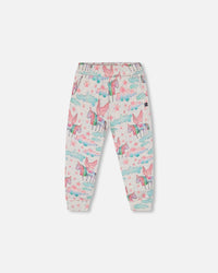 Shiny French Terry Sweatpants Gray Mix Printed Unicorn - G20G21_000