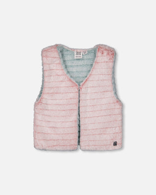 Reversible Faux Fur Vest Pink And Turquoise - G20G30_000