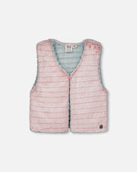 Reversible Faux Fur Vest Pink And Turquoise - G20G30_000