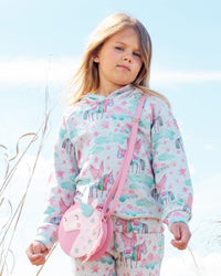 Printed Shiny French Terry Hoodie Gray Mix Printed Unicorn Sweaters & Hoodies Deux par Deux 