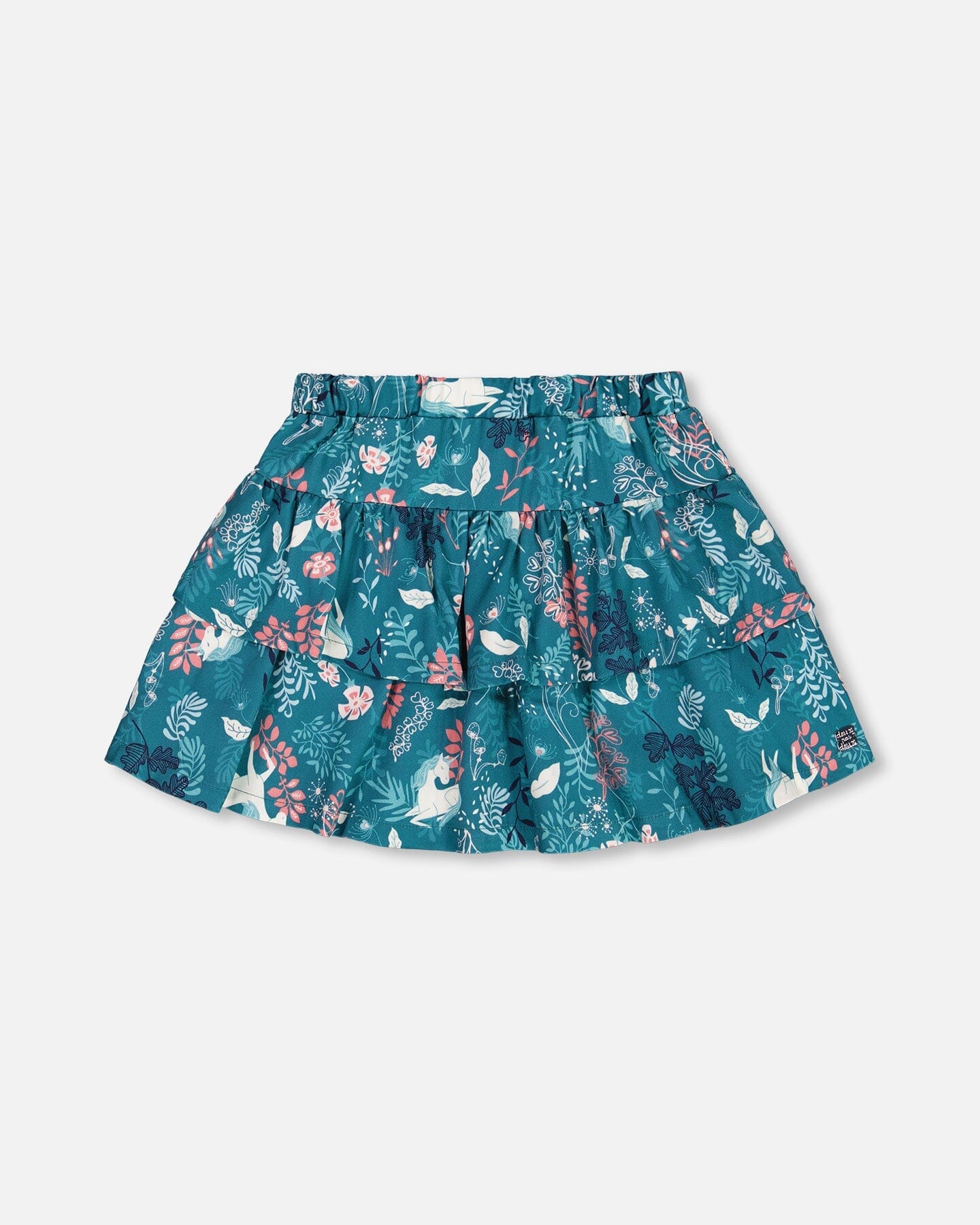 Printed Flare Viscose Skirt Turquoise Printed Fairy Unicorn - G20G80_063