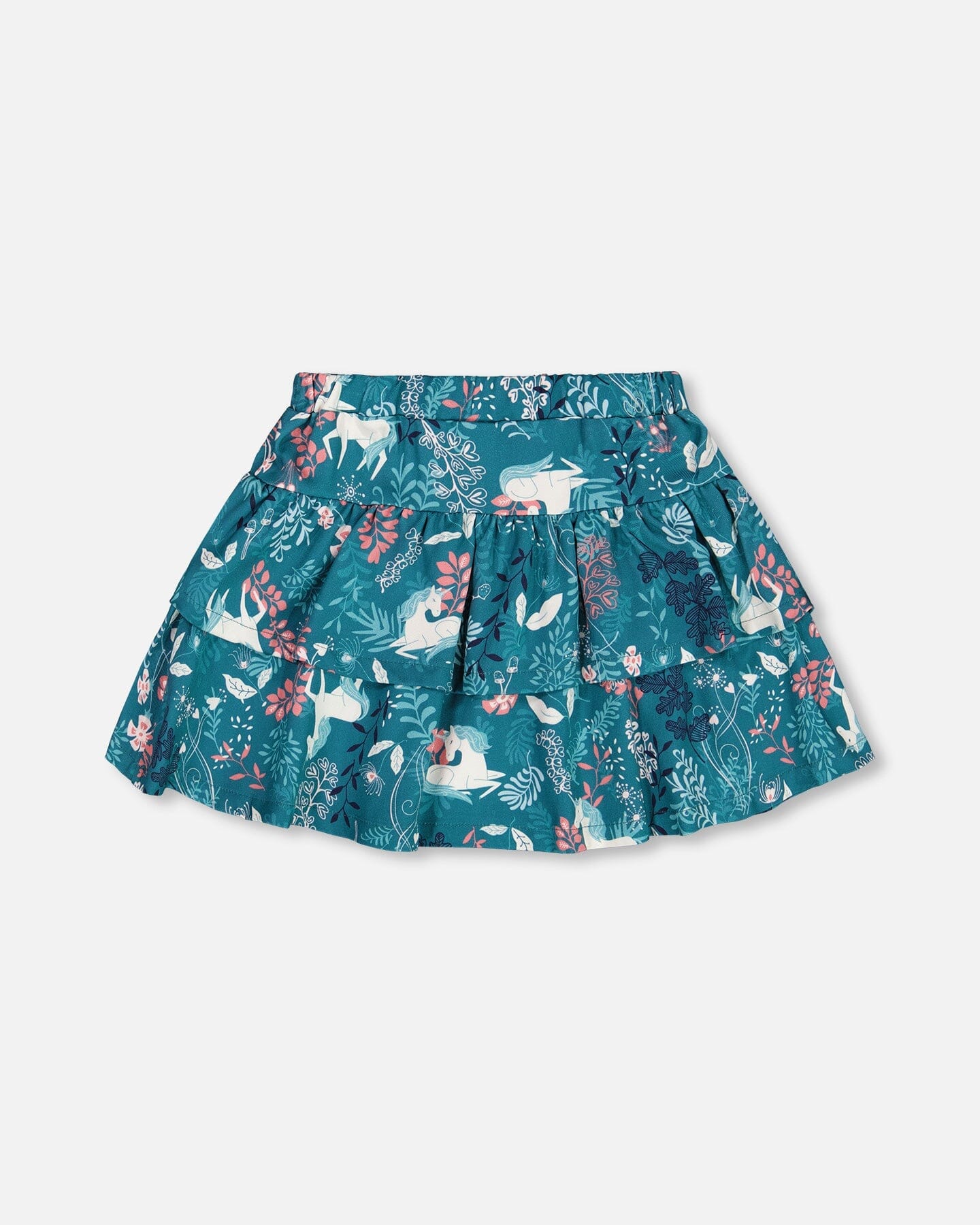 Printed Flare Viscose Skirt Turquoise Printed Fairy Unicorn - G20G80_063