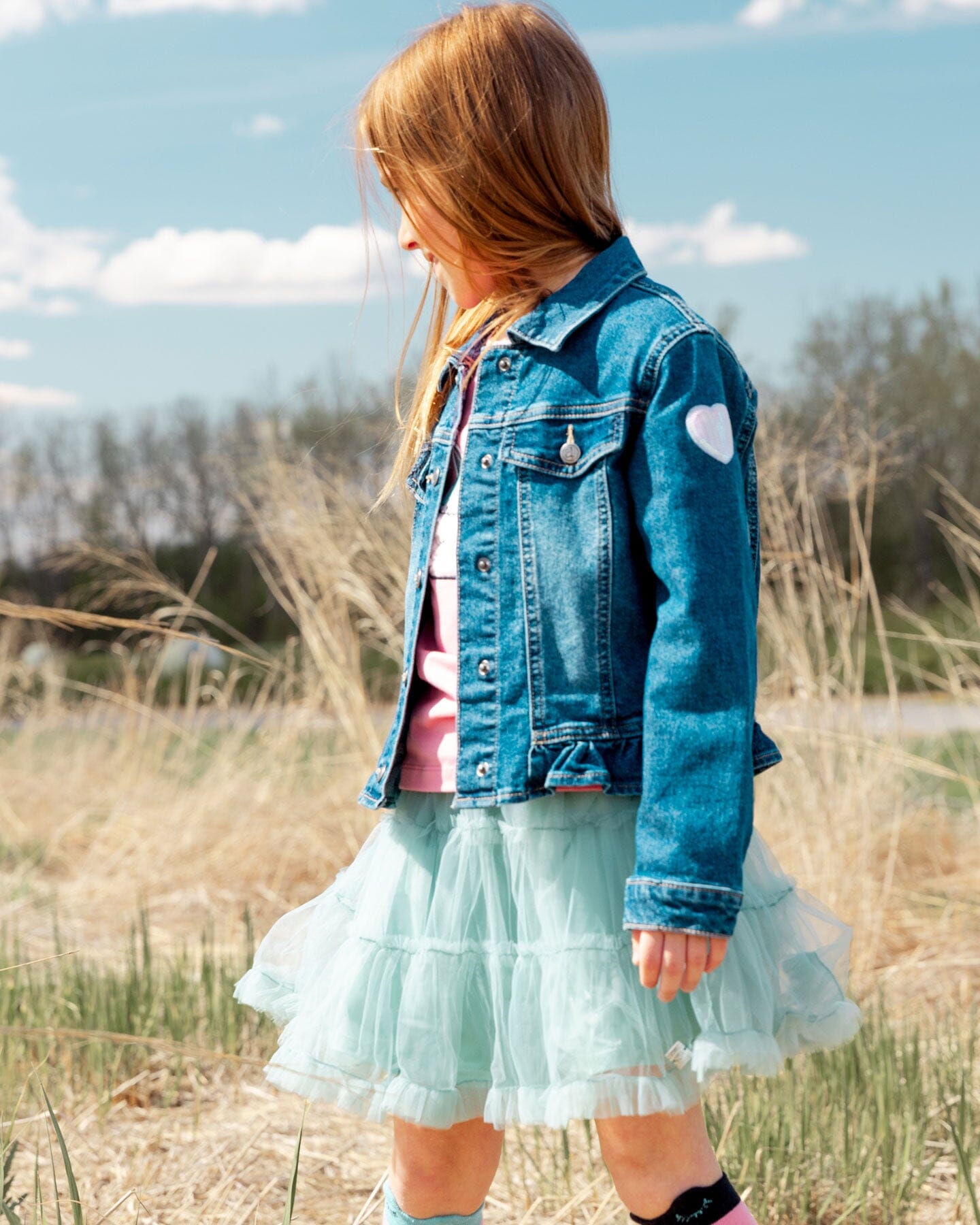 Mesh Skirt With Frills Turquoise Skirts Deux par Deux 