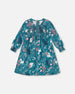 Puffy Long Sleeve Viscose Dress Turquoise Printed Fairy Unicorn - G20G93_063