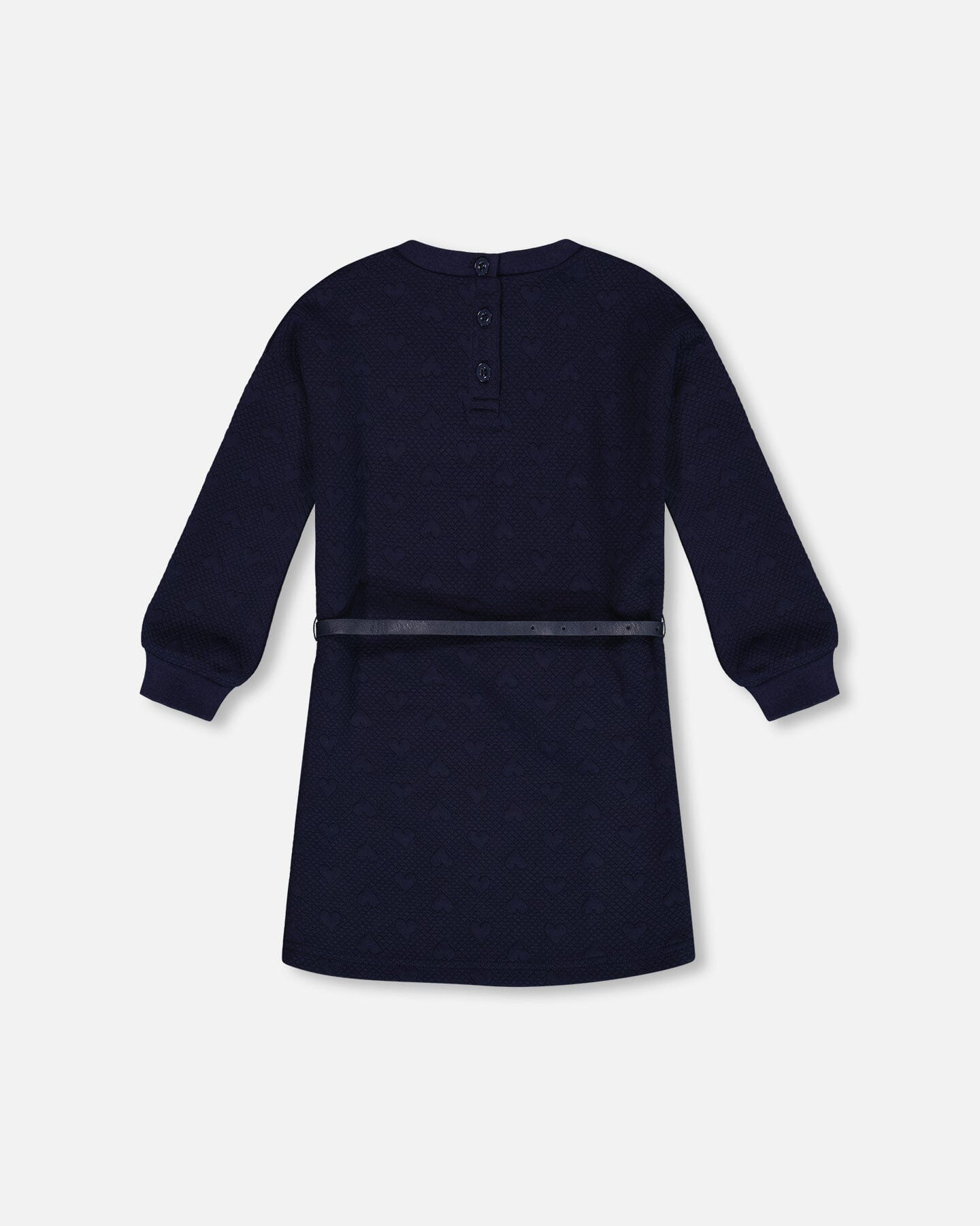 Quilted Heart Fleece Dress With Belt Navy - G20G94_481