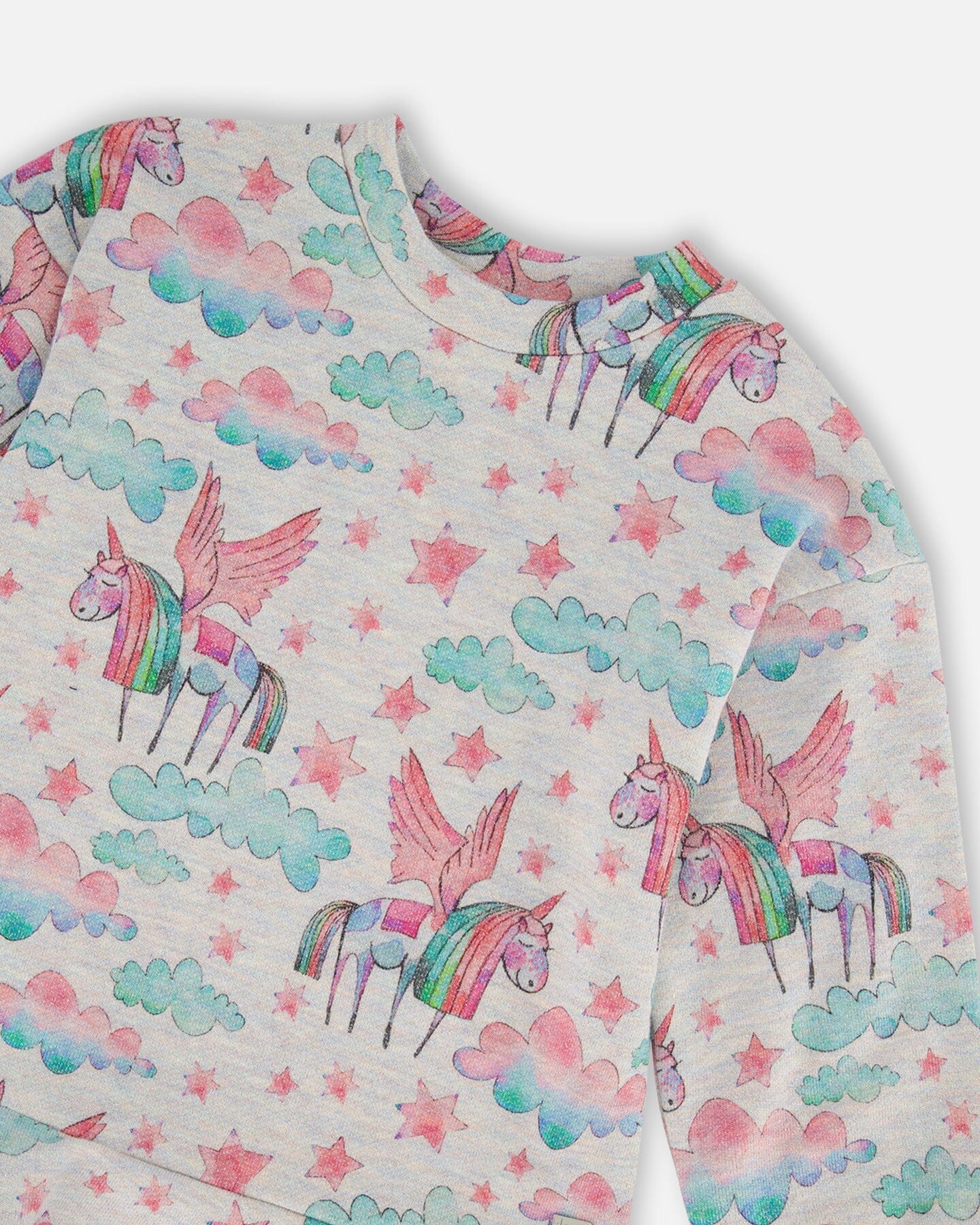 Printed Shiny French Terry Dress Gray Mix Printed Unicorn - G20G95_000