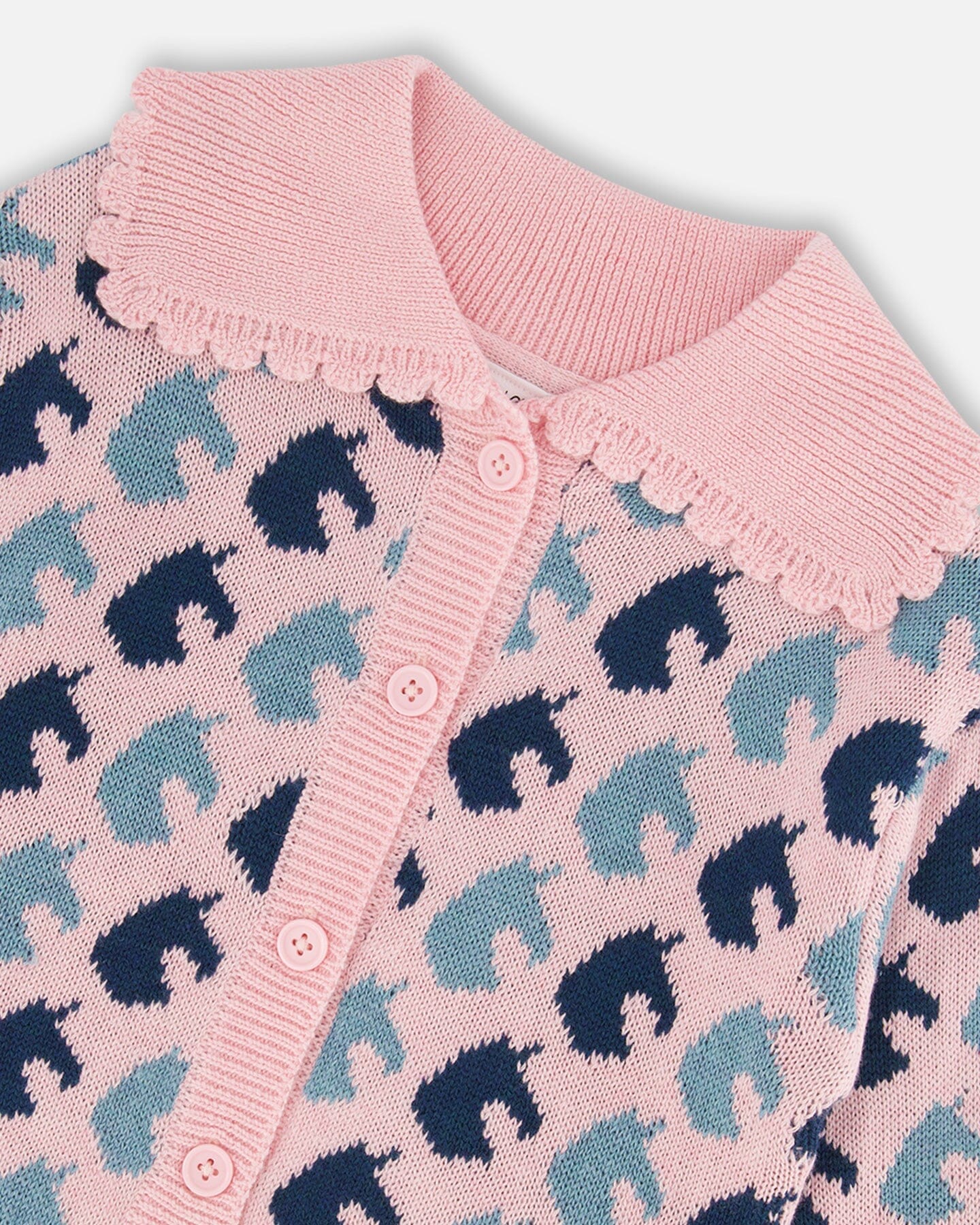 Jacquard Knit Cardigan Pink Unicorn - G20GT32_000