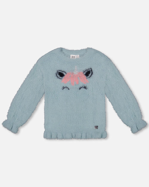 Unicorn Sweater Hairy Knit Turquoise - G20GT72_420