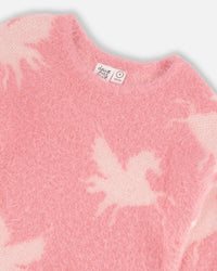 Jacquard Unicorn Sweater Hairy Knit Pink - G20GT73_655