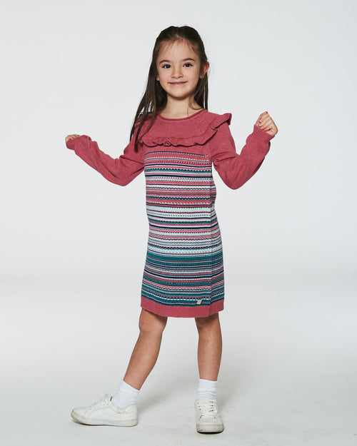 Jacquard Stripe Sweater Dress Pink And Blue Dresses Deux par Deux 