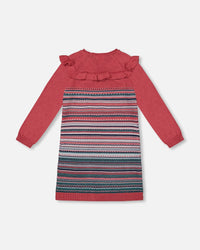 Jacquard Stripe Sweater Dress Pink And Blue - G20GT91_655