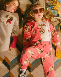 Fleece Sweatpants Magenta Printed Pug Pants & Shorts Deux par Deux 