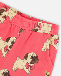 Fleece Sweatpants Magenta Printed Pug - G20H21_079