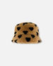Faux Fur Bucket Hat Caramel Printed Heart - G20HH_000