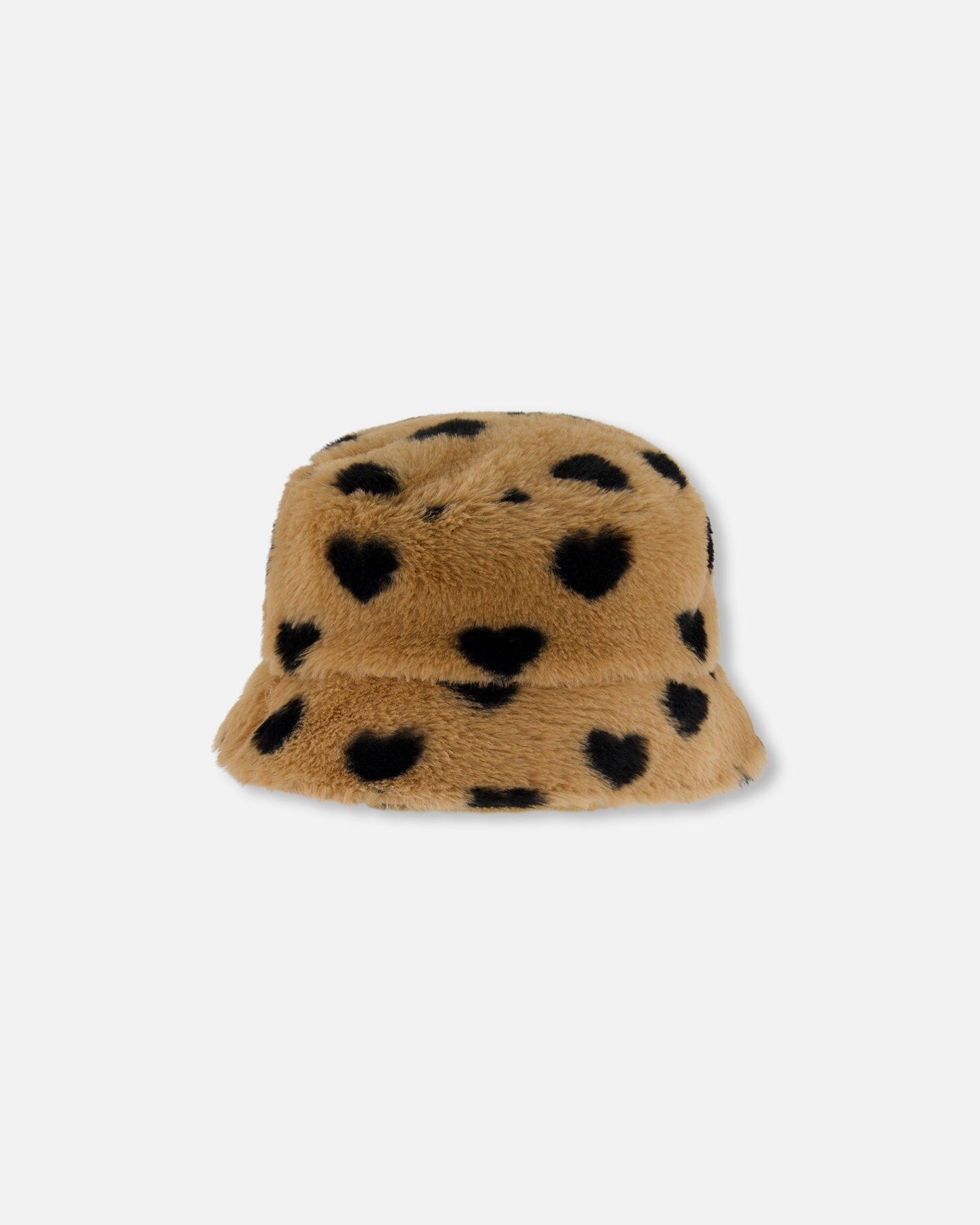 Faux Fur Bucket Hat Caramel Printed Heart - G20HH_000