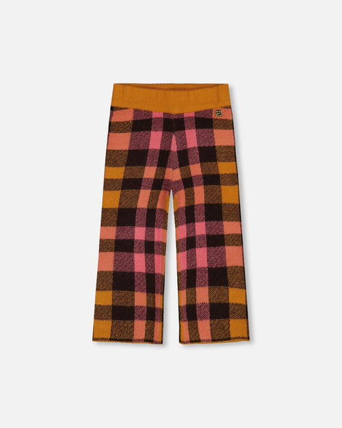 Cropped Wide Leg Pant Plaid Magenta And Brown - G20HT20_000