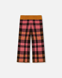 Cropped Wide Leg Pant Plaid Magenta And Brown - G20HT20_000