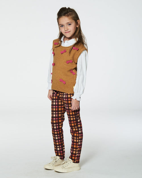 Knit Vest With Bows Golden Brown Sweaters & Hoodies Deux par Deux 