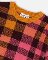 Knit Top Plaid Magenta And Brown - G20HT70_000