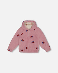 Plush Hoodie Mauve With Crown Pattern - G20I31_539