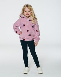 Plush Hoodie Mauve With Crown Pattern Sweaters & Hoodies Deux par Deux 