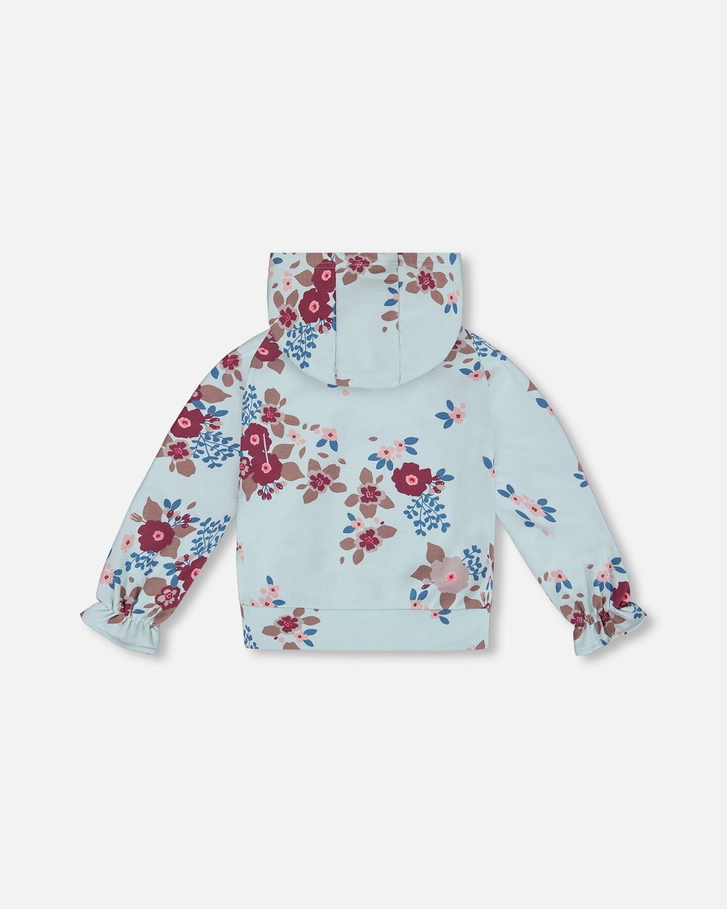 Fleece Hoodie Light Blue Printed Big Flowers - G20I33_077