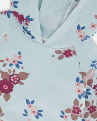 Fleece Hoodie Light Blue Printed Big Flowers - G20I33_077