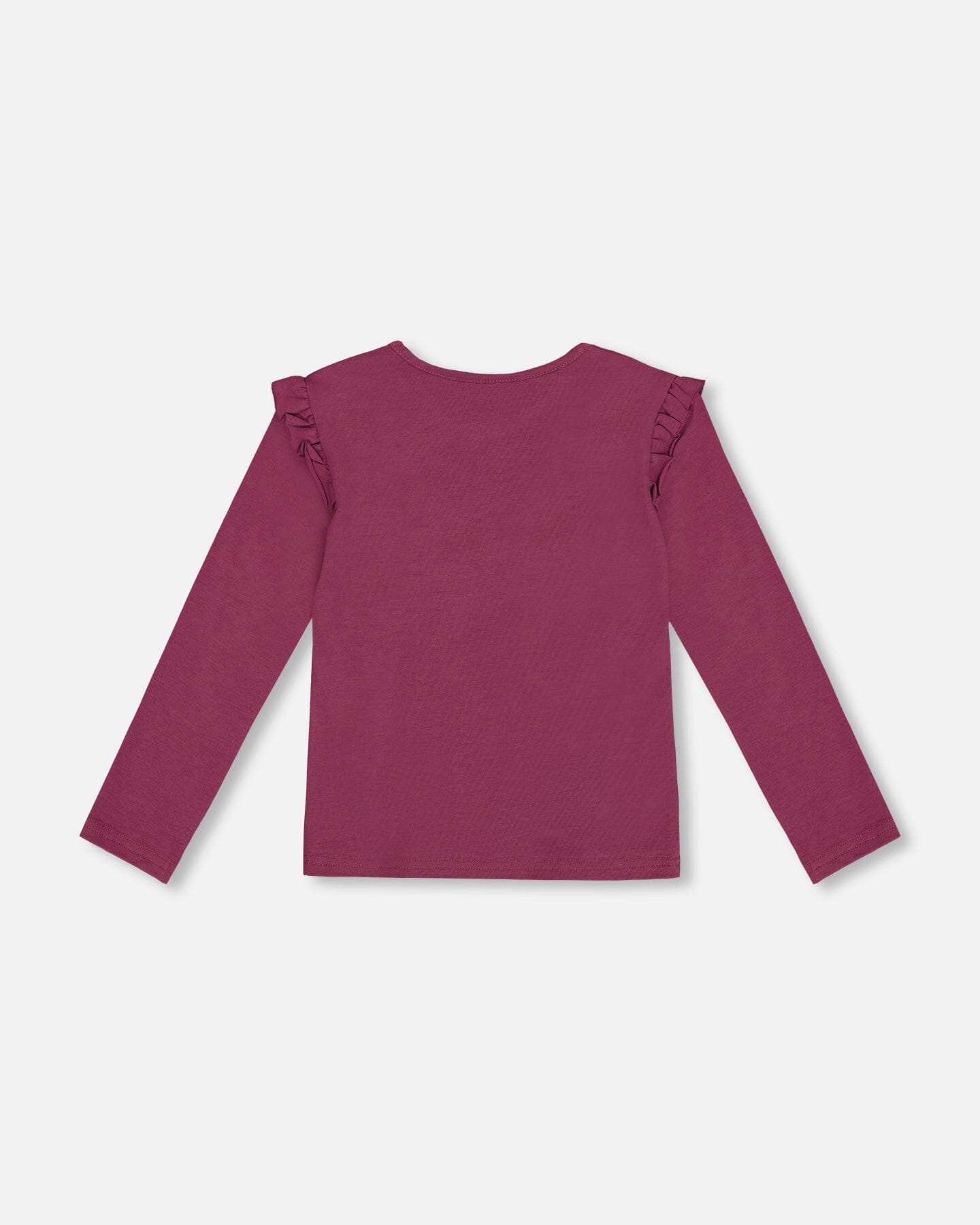 Organic Cotton T-Shirt With Frill Burgundy - G20I71_540