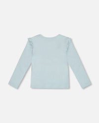 Organic Cotton T-Shirt With Frill Light Blue - G20I71_579