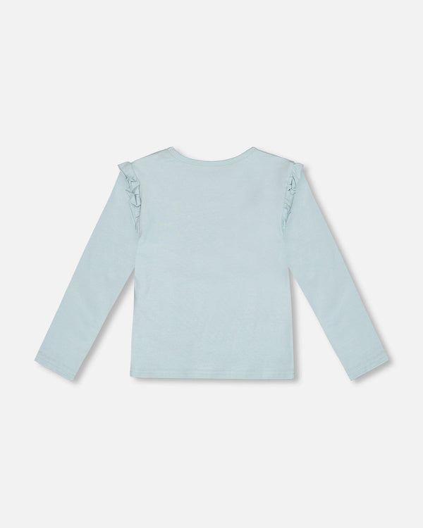 Organic Cotton T-Shirt With Frill Light Blue - G20I71_579