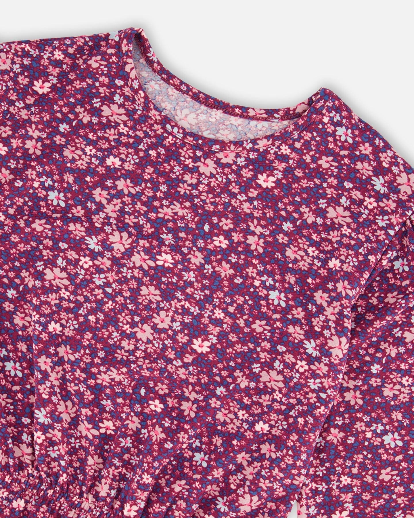 Elastic Waist Tunic Burgundy Printed Little Flowers - G20I77_076