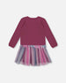 Bi-Material Dress With Tulle Skirt Burgundy - G20I92_540