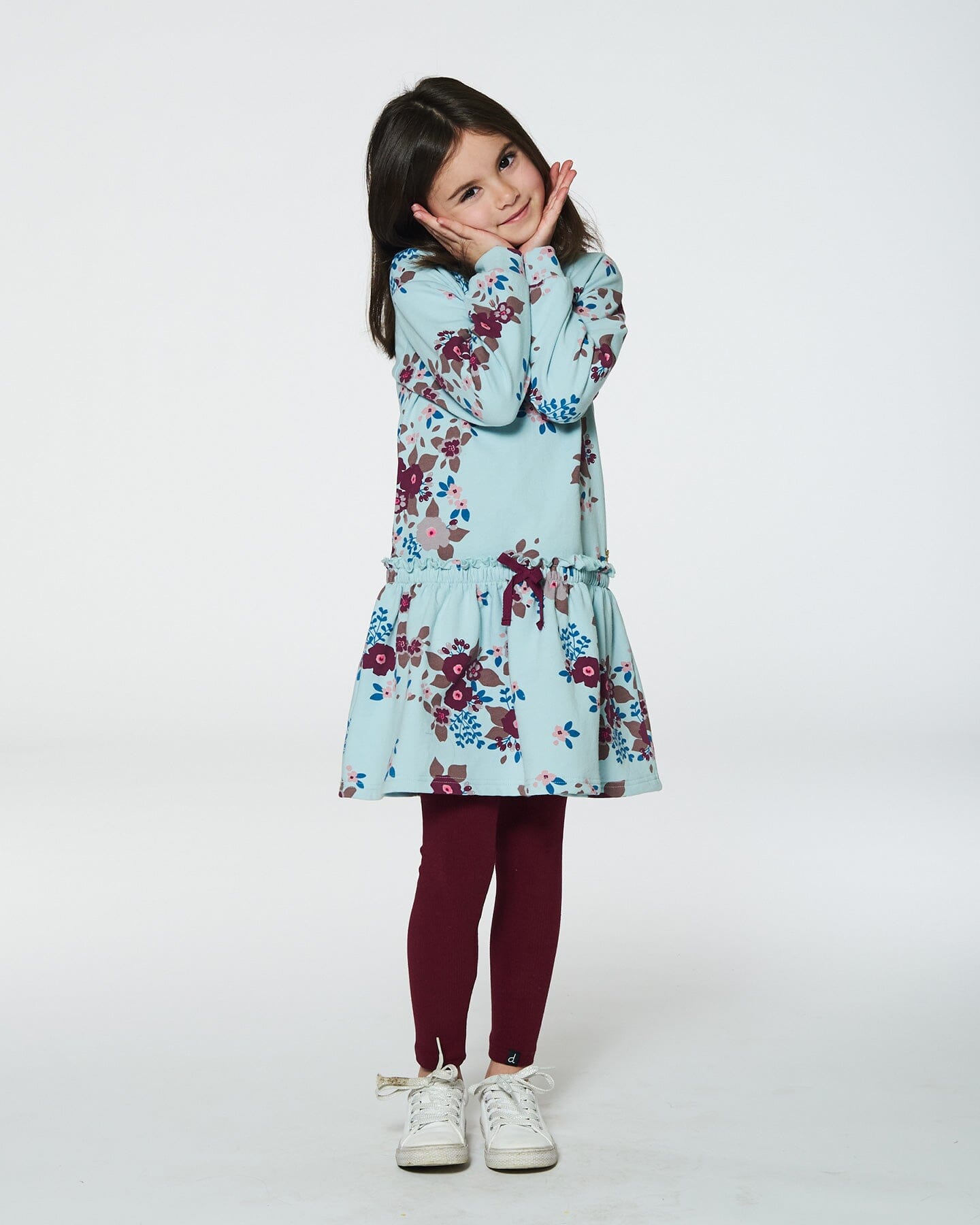 Fleece Dress Light Blue Printed Big Flowers Dresses Deux par Deux 