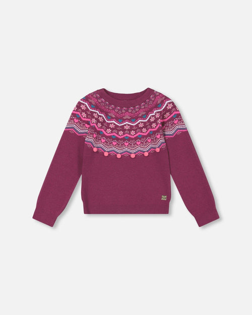 Fairisle Sweater Burgundy - G20IT72_540