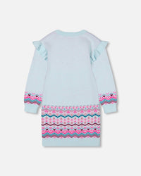 Intarsia Knit Dress Light Blue Dresses Deux par Deux 