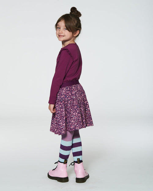 Striped Tights With Crown Knees Mauve Accessories Deux par Deux 