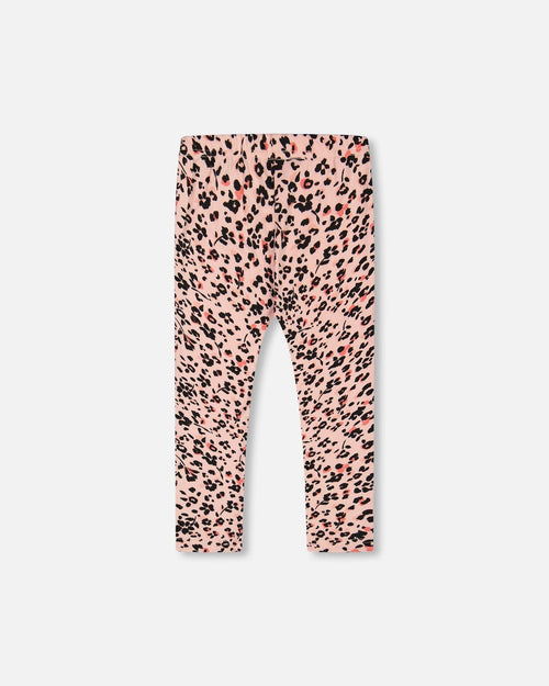Leggings Pink Printed Leopard Flowers - G20J61_084