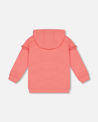 Super Soft Hooded Tunic With Frill Coral - G20J76_674