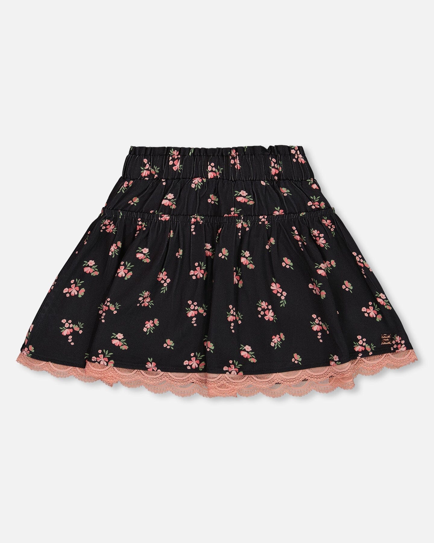 Printed Flowers Flare Viscose Skirt Black - G20J80_072