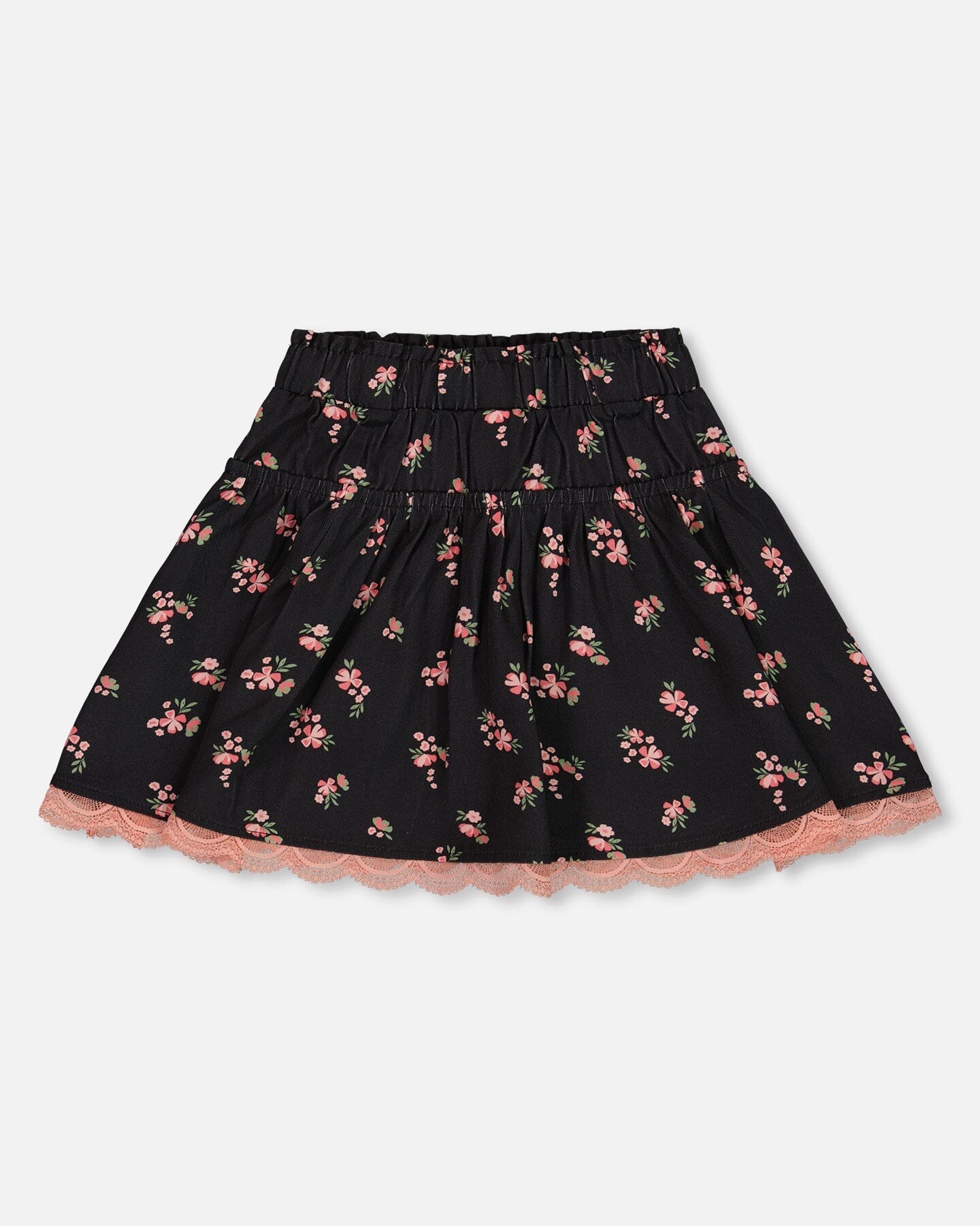 Printed Flowers Flare Viscose Skirt Black - G20J80_072