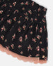 Printed Flowers Flare Viscose Skirt Black - G20J80_072