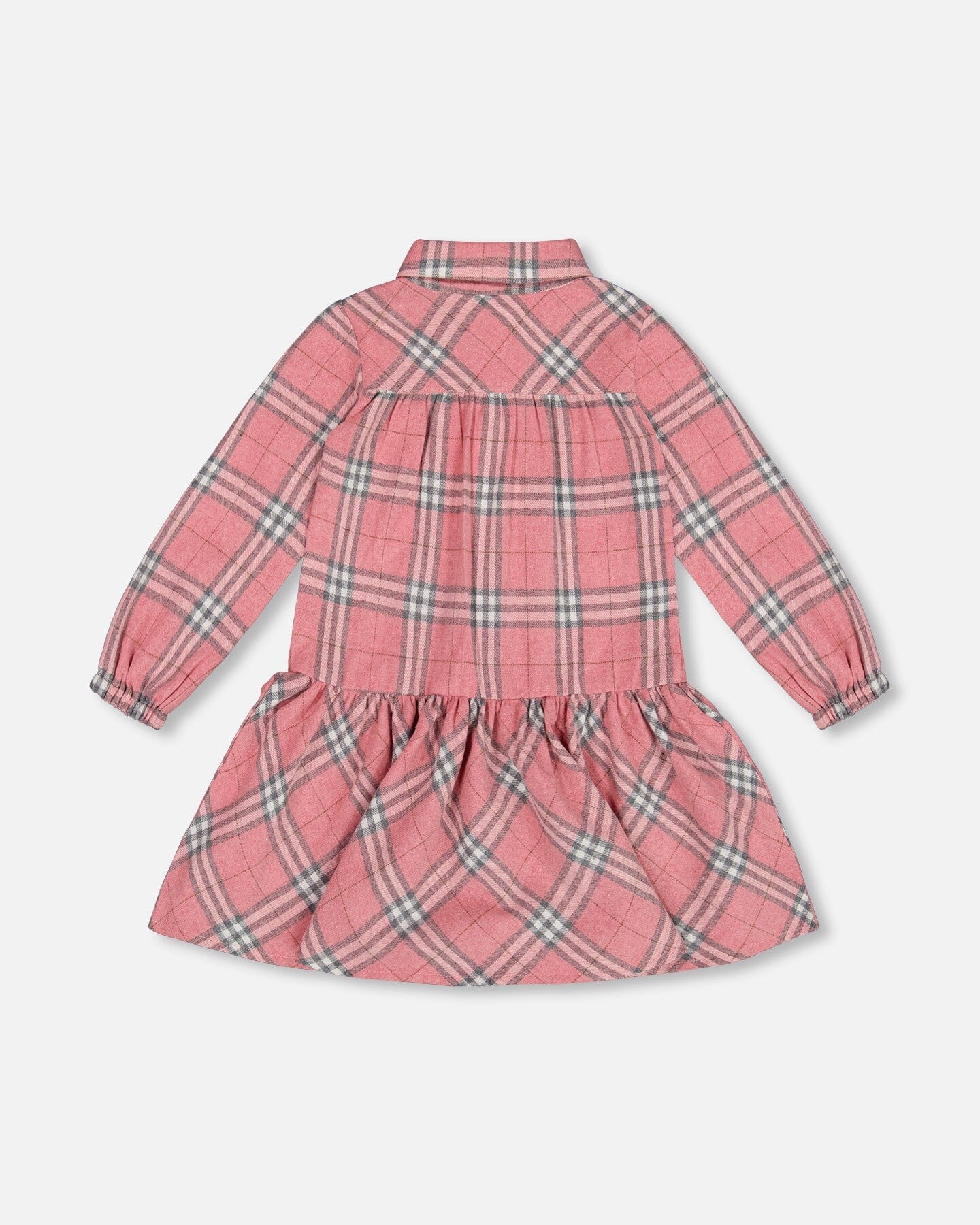 Flannel Shirt Dress With Frill Pink Plaid - G20J92_000