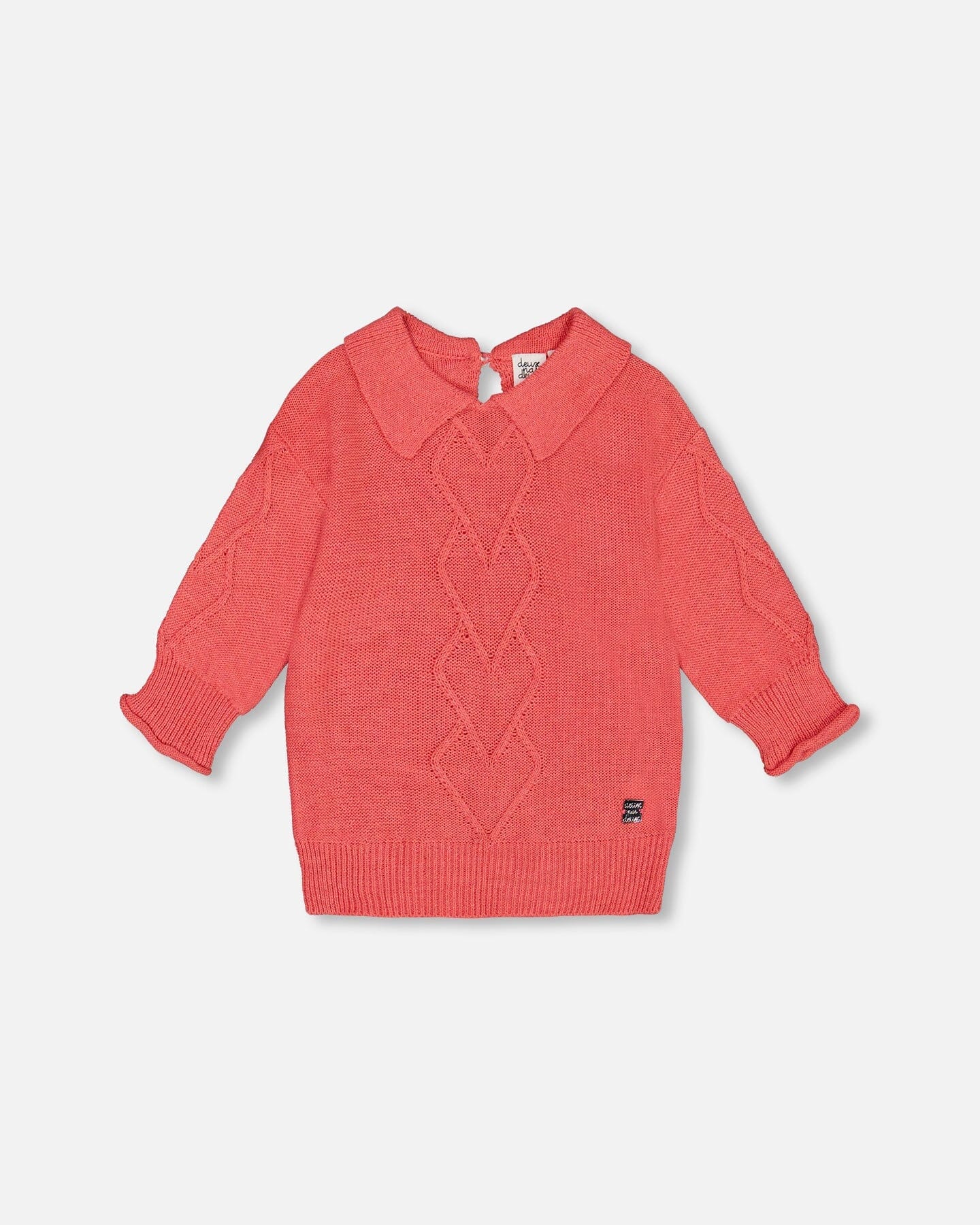 3/4 Knit Sweater With Collar Coral - G20JT70_674