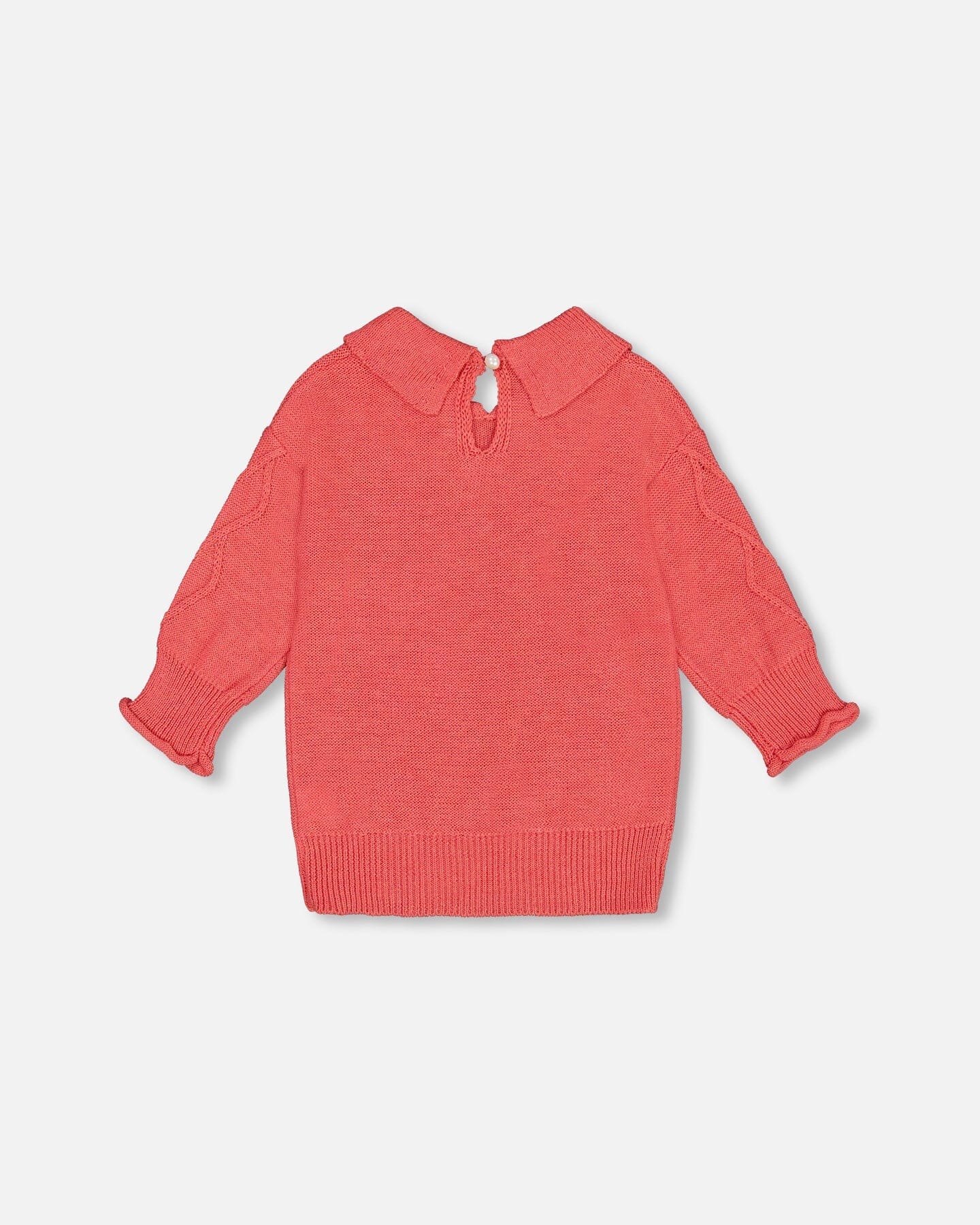 3/4 Knit Sweater With Collar Coral - G20JT70_674