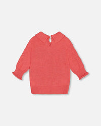 3/4 Knit Sweater With Collar Coral - G20JT70_674