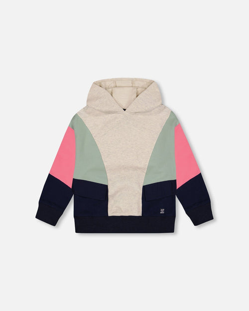 Hooded Sweatshirt Colorblock Beige, Navy And Pink - G20K30_000