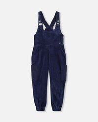 Velvet Stretch Cargo Overalls Navy - G20K40_481