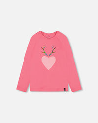 Raglan Sleeve T-Shirt With Print Candy Pink Tees & Tops Deux par Deux 