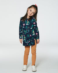 Long Sleeve Tunic With Pocket Navy Printed Bambi Tees & Tops Deux par Deux 